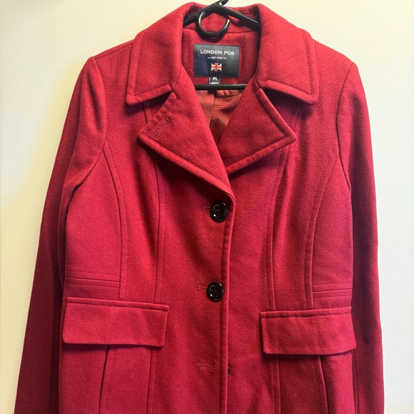 London Fog Jackets & Blazers - London Fog Women's Vibrant Red Pea‎ Coat